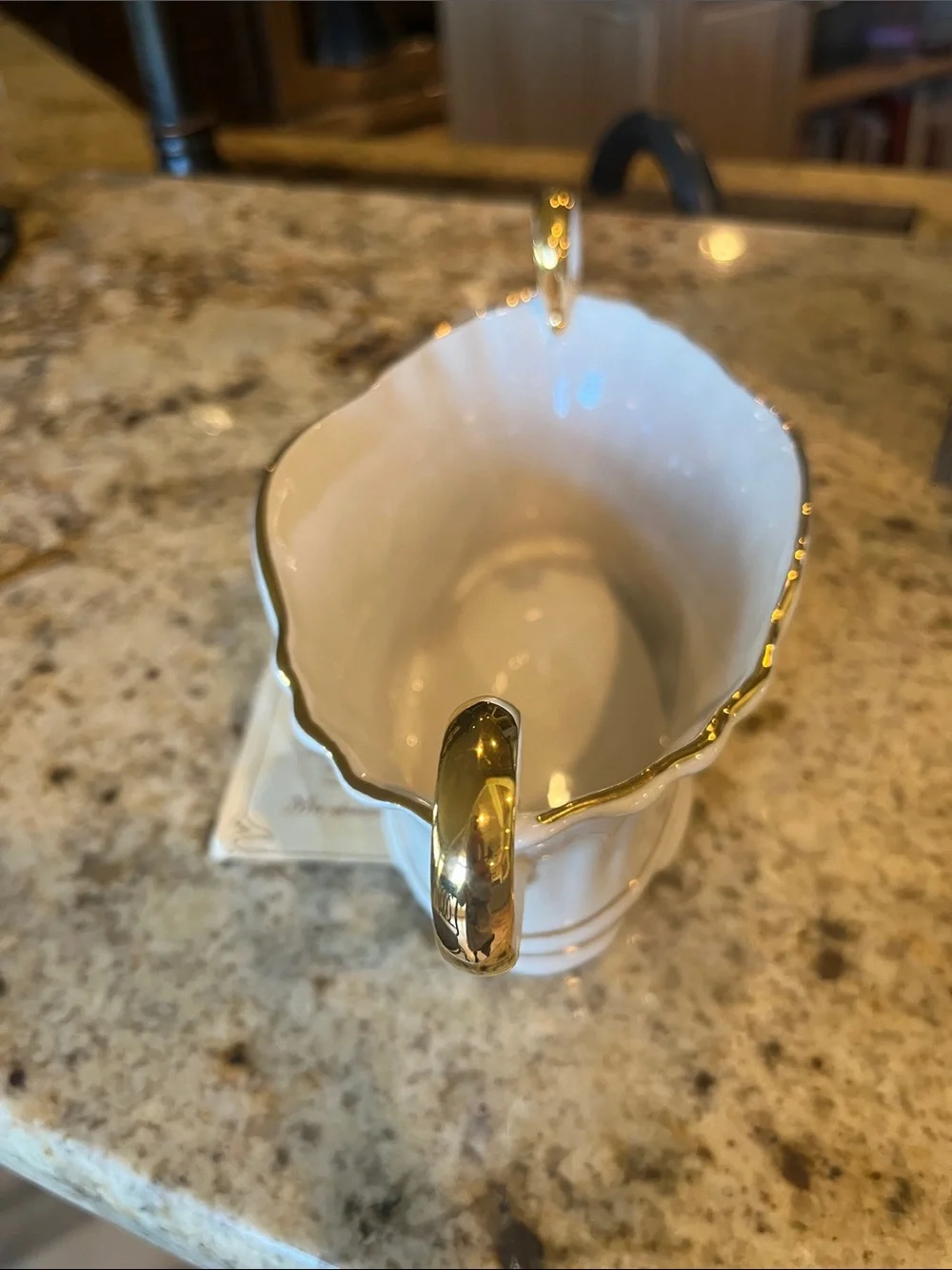 FENIX White and Gold Porcelain Decorative Serving Bowl with Handles